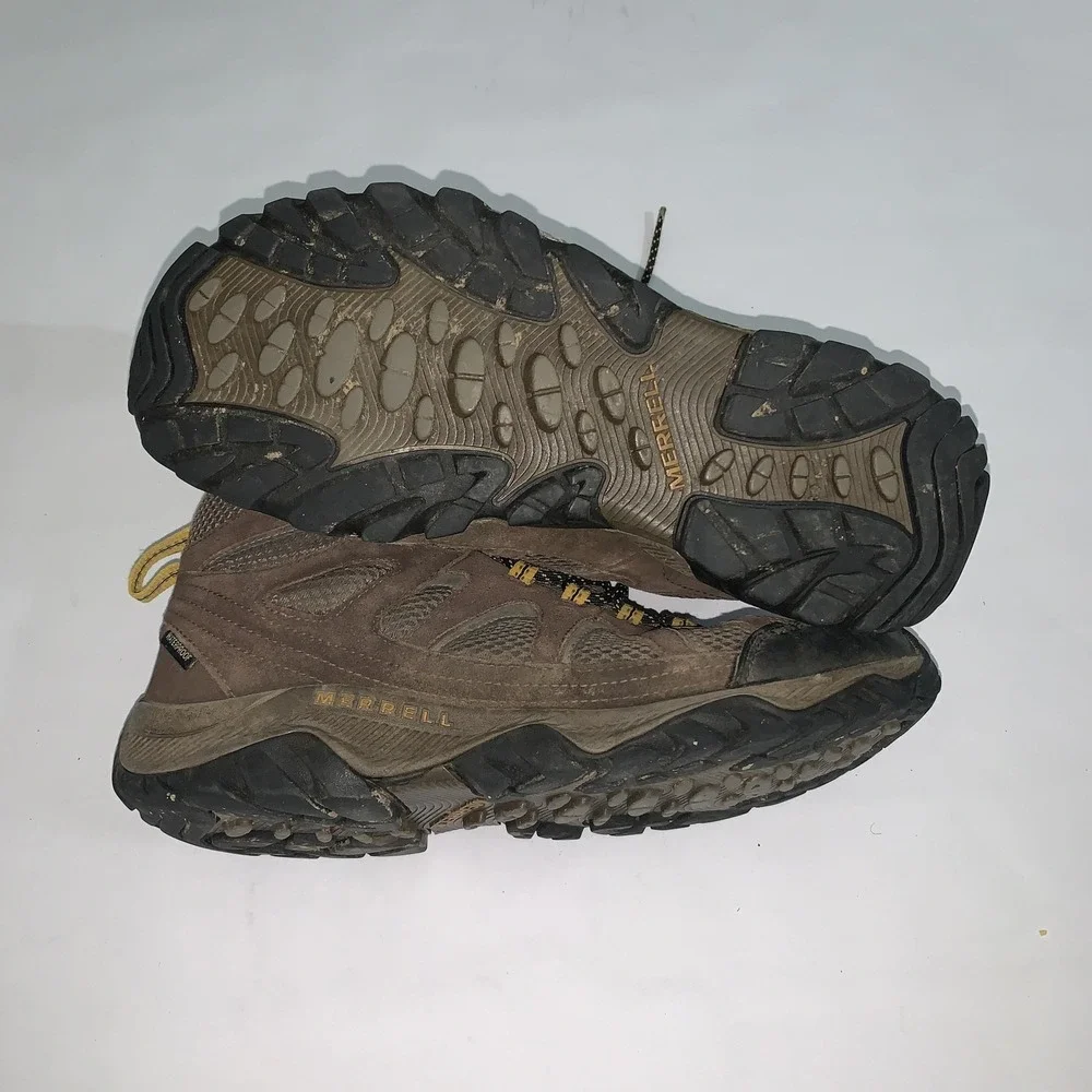 Merrell Oakbrook Mid Boots Mens 10 Brown Suede Waterproof Hiking Trail J036401